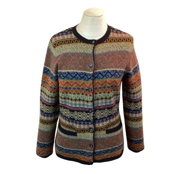 Rosanna Womens 8 Multicolor Wool Button Up Cardigan Sweater - Picture 3 of 11